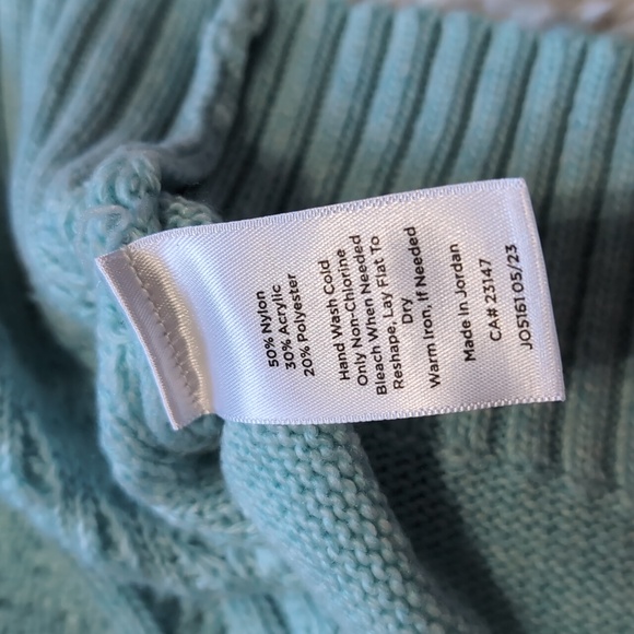 Talbots Light Blue Mock Neck Cable Knit Sweater with Silver Buttons Size Petite - Picture 11 of 11